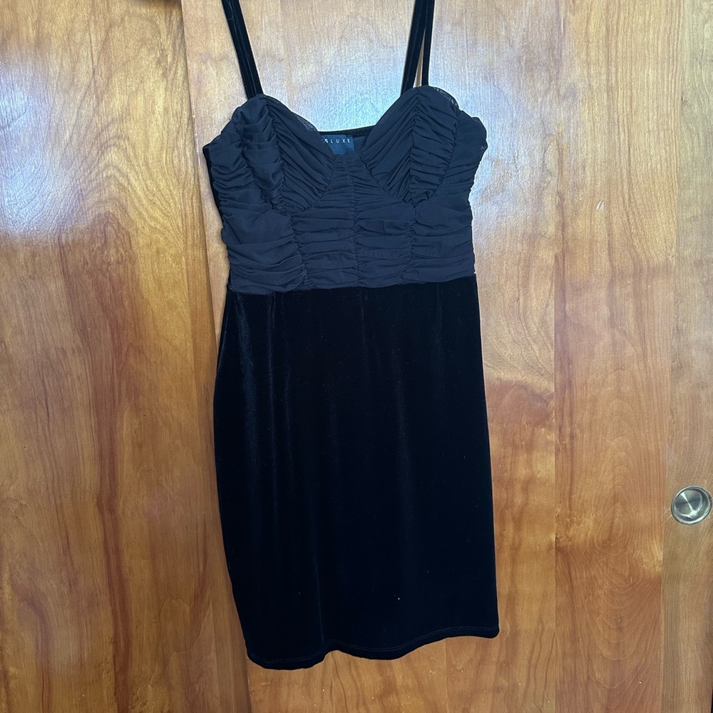 Black velvet mini dress